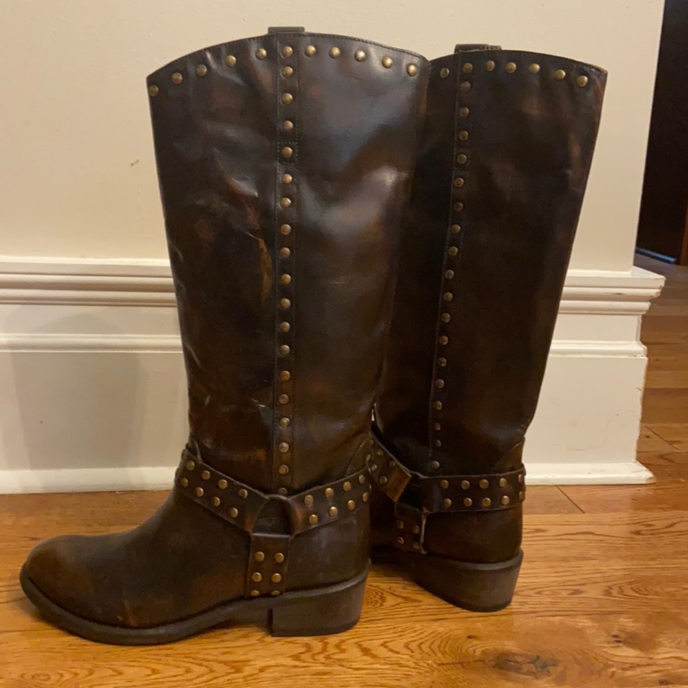 Stunning ROPER Burnished Leather Harness Stud Cowboy Western Boot 7.5/8 NEW